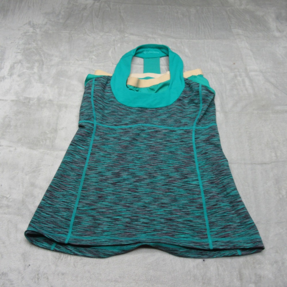 Lululemon Shirt Womens 10 Green Space Dye Racerback Stretch Scoop Neck Tank Yoga